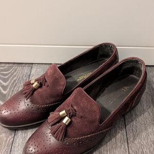 Women's Eur36 Burgundy Loafers, Handmade In Spain